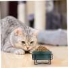Ceramic Pet Food Bowl with Stand, Green, 1 Set view 2