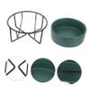 Ceramic Pet Food Bowl with Stand, Green, 1 Set view 3