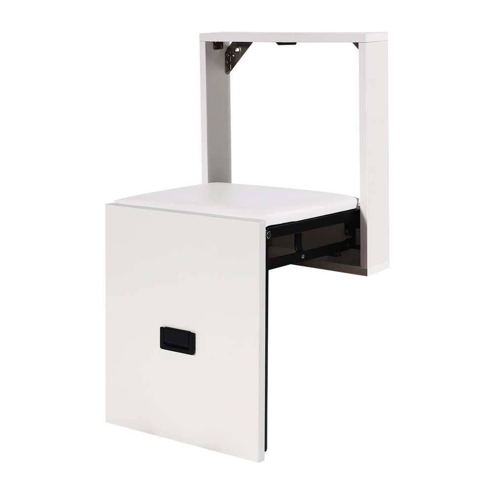 Foldable Wall-Mounted Shoe-Changing Stool, White, L
