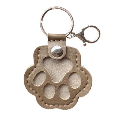 Leather Pet Memorial Keychain, Cute Paw-Shaped Keepsake Key Ring for Dog Fur, Bag or Wallet