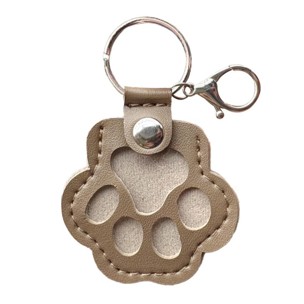 Leather Pet Memorial Keychain, Cute Paw-Shaped Keepsake Key Ring for Dog Fur, Bag or Wallet