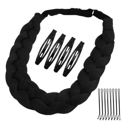 Women's 3-Strand Adjustable Braided Headband, Black