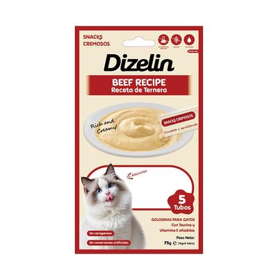 Creamy Cat Treats, Puree, Soft, with Taurine and Vitamins, Preservative-Free, Highly Tasty, Wet Treat, Low-Fat, No Added Sugar (50 x 15 g, Beef)