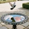 Copper Bird Bath, Rustic Weather-Resistant Bowl with Cleaning Disc view 2