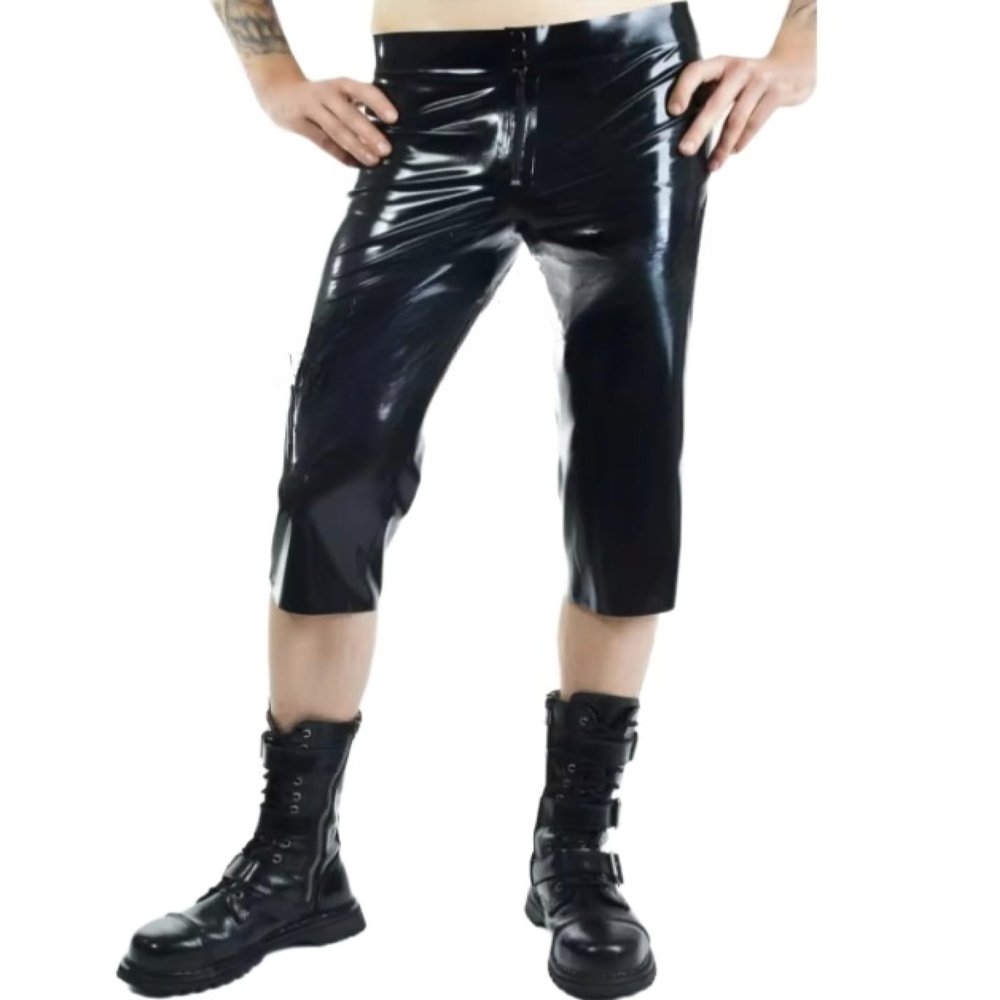 VIYOLI Men's Latex Pants with Zipper, White, L