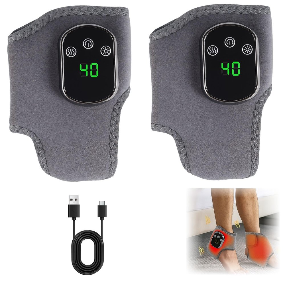 3-in-1 Cordless Foot Massager for Neuropathy, Heat Therapy, Electric Foot Massage Device (2-Pack)