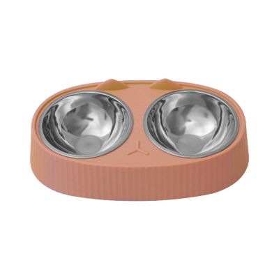 Double Stainless Steel Dog Bowl Set with Stand, 15° Tilted