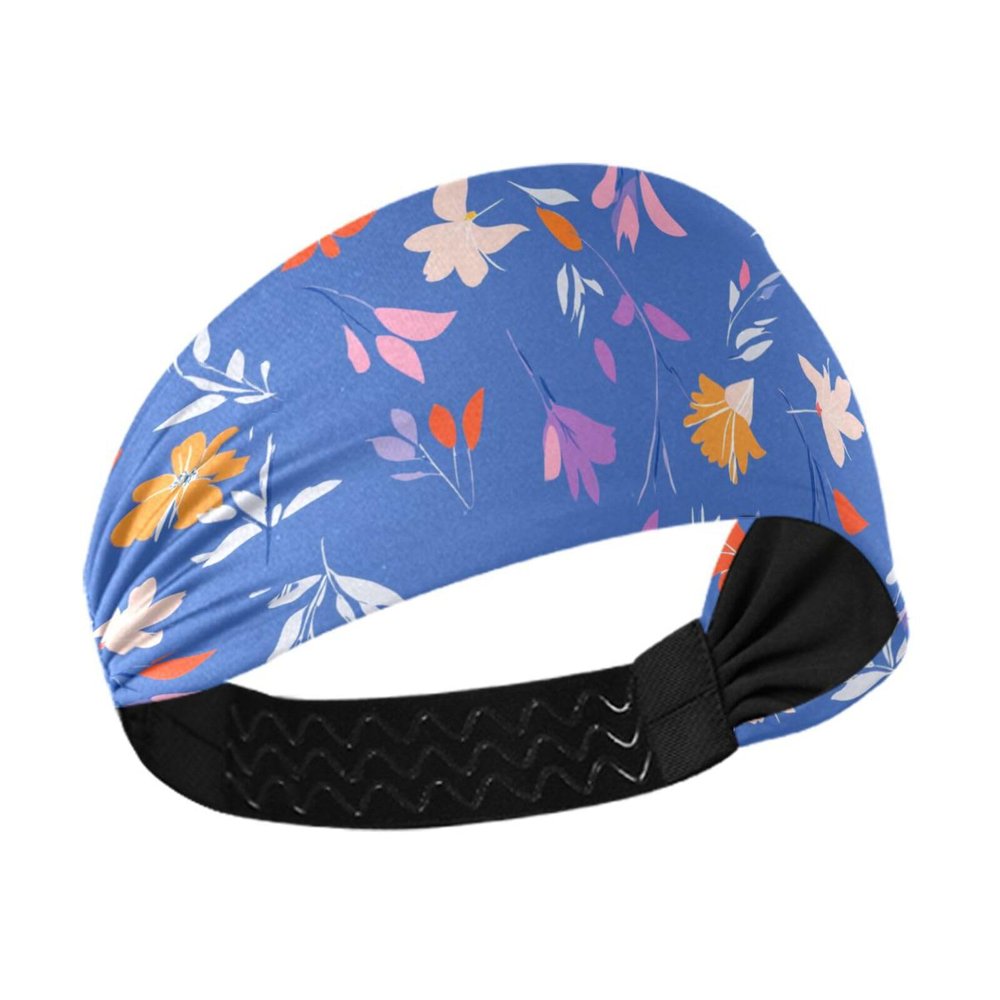 Amooorous Women's Blue Floral Moisture-Wicking Wide Headband