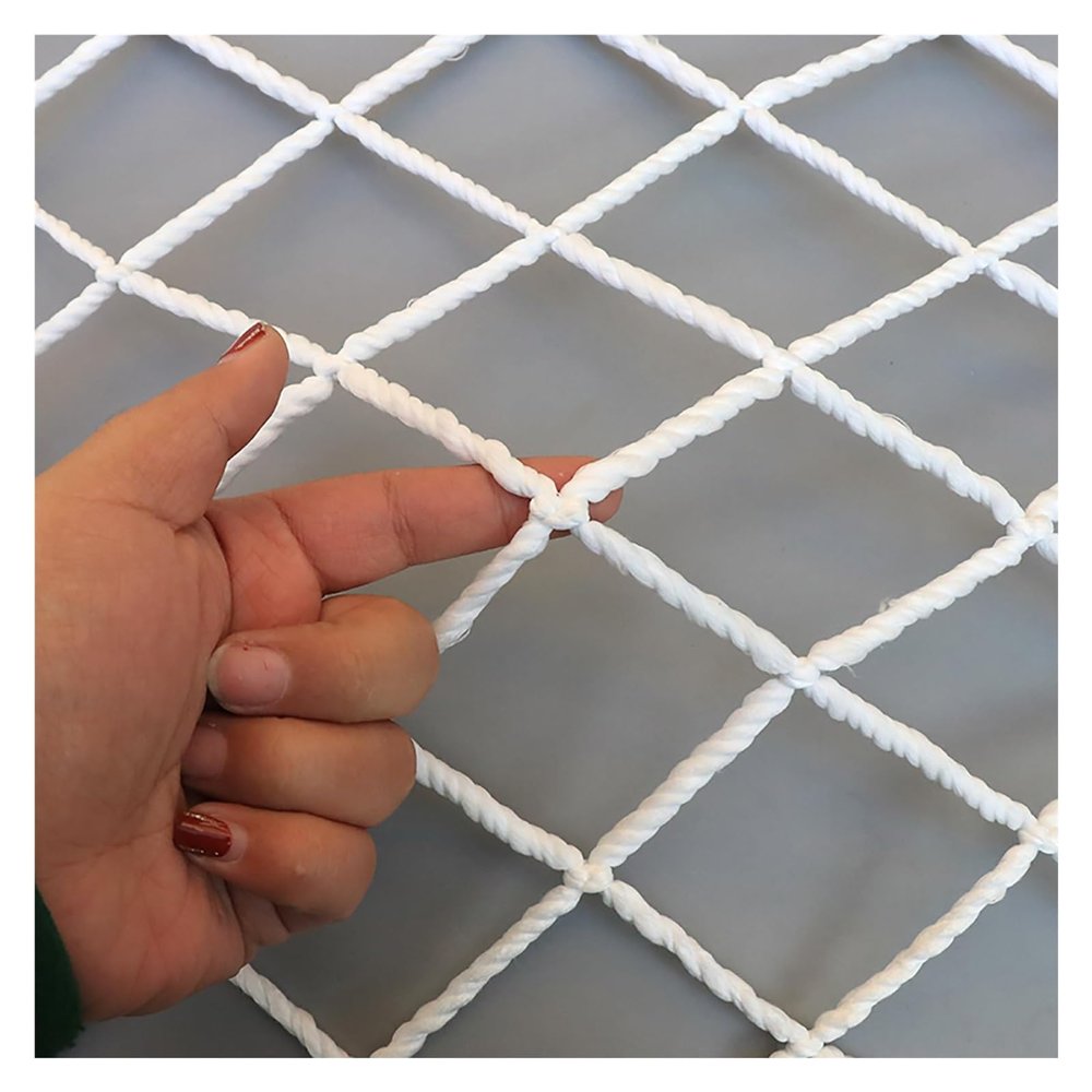SHAARI White Cotton Safety Net, Soft and Wear-Resistant, for Railings and Balconies (10 cm Mesh, 2.5 x 8 m)