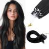 MY-LADY Micro Ring Human Hair Extensions, Black/Balayage, Straight, 40 cm, 50 g, 1 g Each (#01) view 1