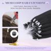 MY-LADY Micro Ring Human Hair Extensions, Black/Balayage, Straight, 40 cm, 50 g, 1 g Each (#01) view 2