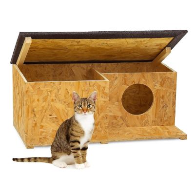 QLS OSB Cat House with Removable Roof, 59 x 37 cm, Brown