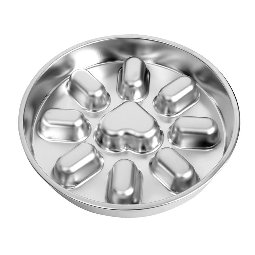 Stainless Steel Slow Feeder Dog Bowl, Round Anti-Gulping Bowl for Small and Medium Dogs, Cats, and Puppies