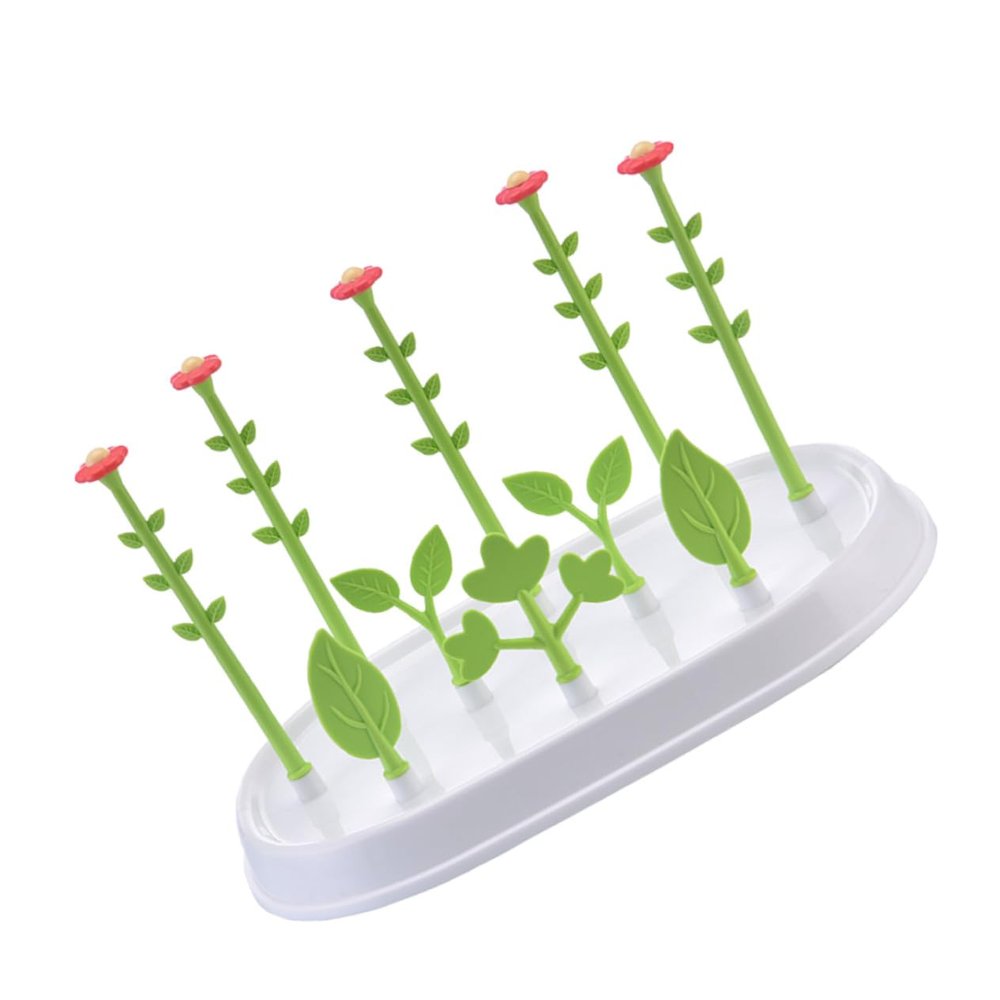 GALPADA Flower-Shaped Baby Bottle Drying Rack, Durable Eco-Friendly PP, Non-Slip Base, Grass Green