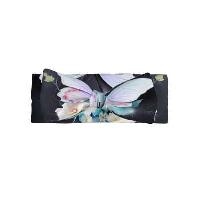 White Butterfly Print Baby Bow Headband