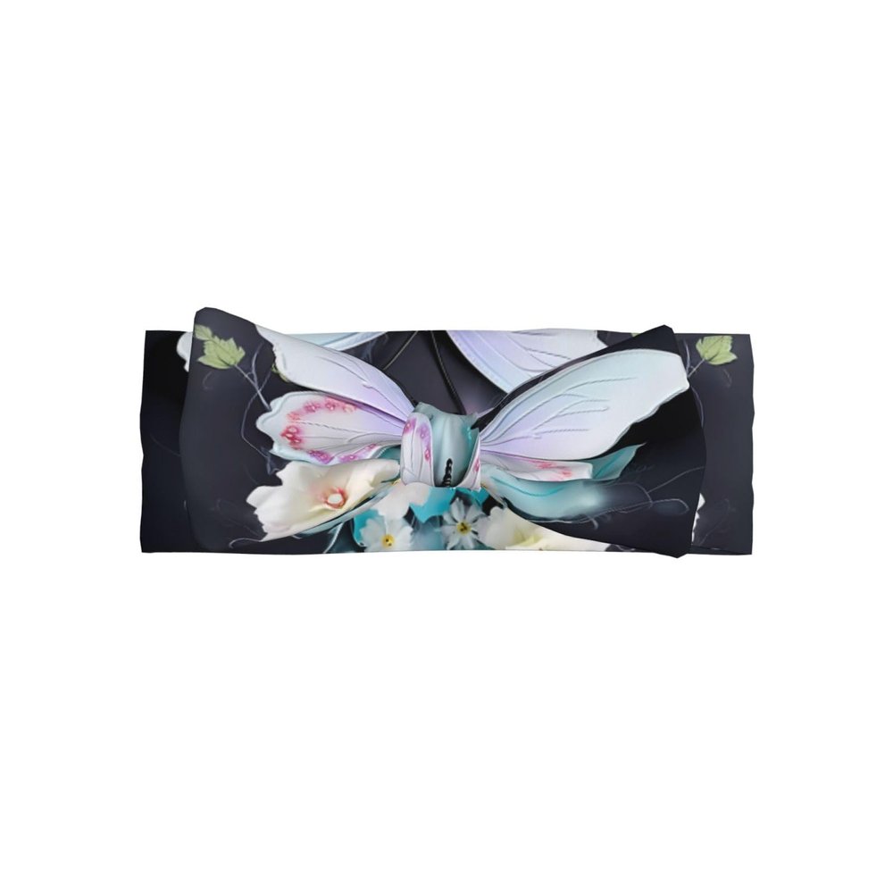 White Butterfly Print Baby Bow Headband