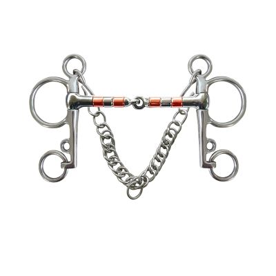 MMYUAK Horse Bit for Training, Snaffle Bit with Curb Chain, 135 mm