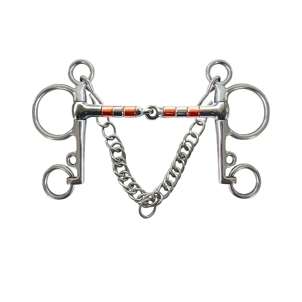 MMYUAK Horse Bit for Training, Snaffle Bit with Curb Chain, 135 mm