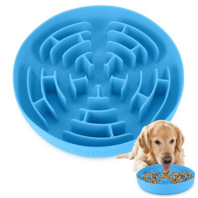 Bartuke Large Silicone Slow-Feeder Bowl with Suction Cup, Blue
