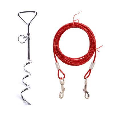 Dog Tie-Out Cable and Stake Set, 24 cm, 16 m, 10 m, Steel Wire for Small to Large Dogs, Outdoor, Yard, Beach, Camping