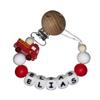 LIYLID Personalized Pacifier Clip with Name and Fire Truck for Boys or Girls | Baby Gift | Pacifier Holder | Various Designs | Includes Gift Pouch view 1