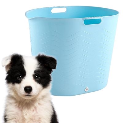 ZXHKZDX Foldable PP Plastic Dog Bathtub with Drain Hole, Blue, 71 x 56 x 54 cm