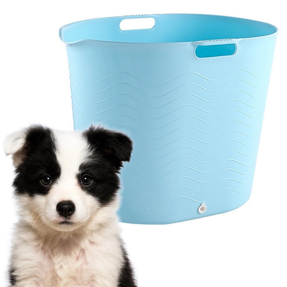 ZXHKZDX Foldable PP Plastic Dog Bathtub with Drain Hole, Blue, 71 x 56 x 54 cm