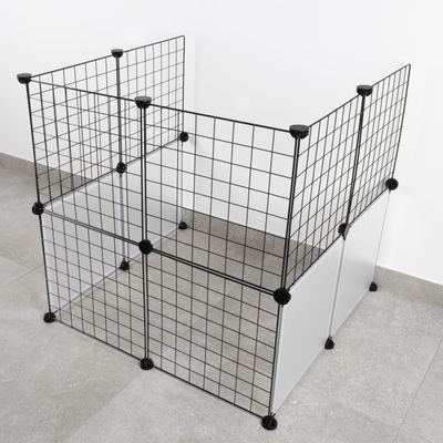 Rabbit Exercise Pen for Small Animals, Expandable, Black Metal, 140 x 35 x 35 cm
