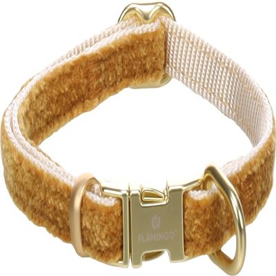 Dog Collar - Flamingo Saba Nylon with Velvet Yellow XS | 20-35cm x 10mm x 3mm