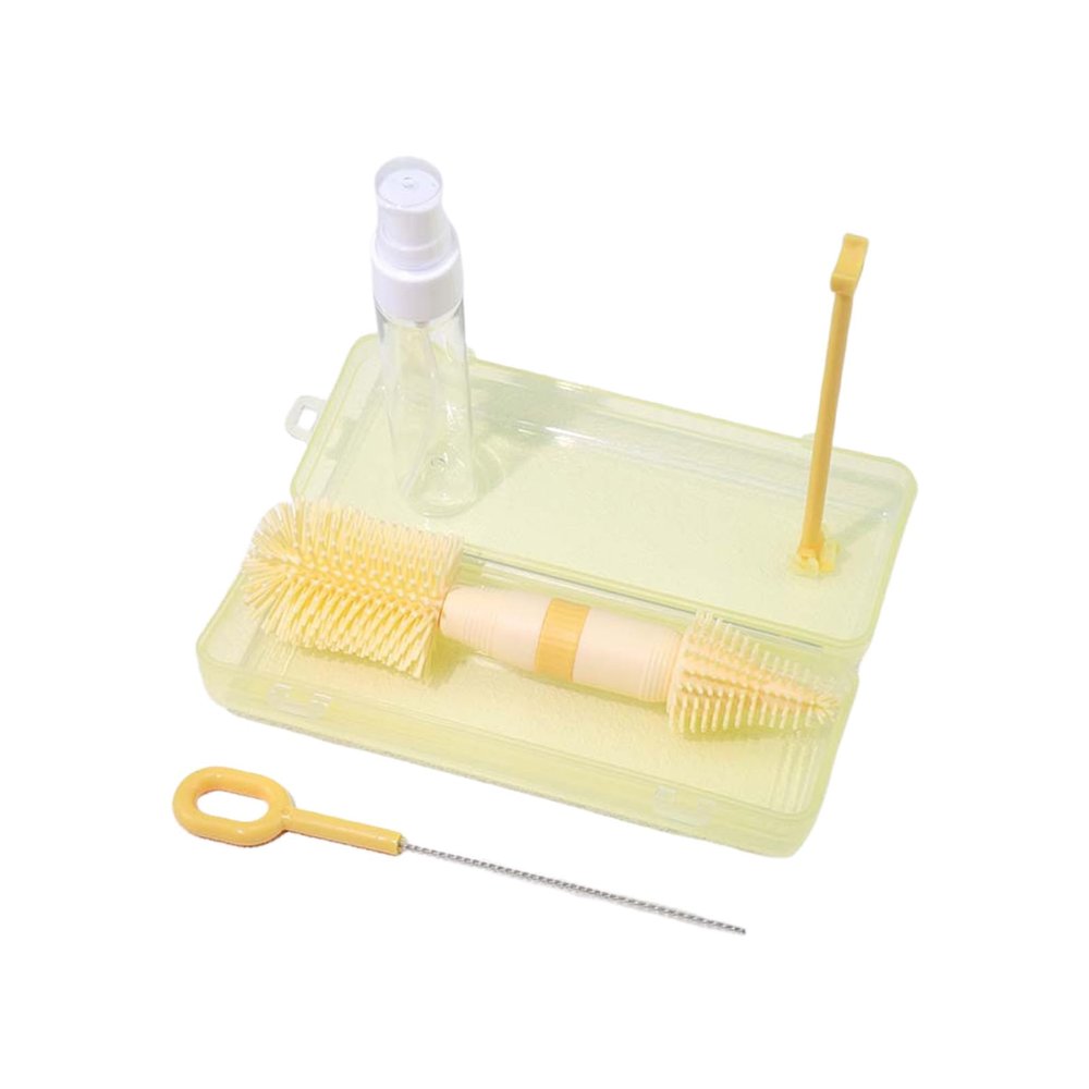 Reusable Baby Bottle Brush Set with Detachable Head and Organizer Case