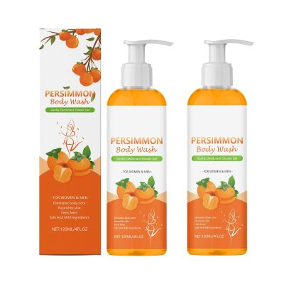 Persimmon Body Wash for Body Odor Control, Gentle Daily Formula, 2-Pack