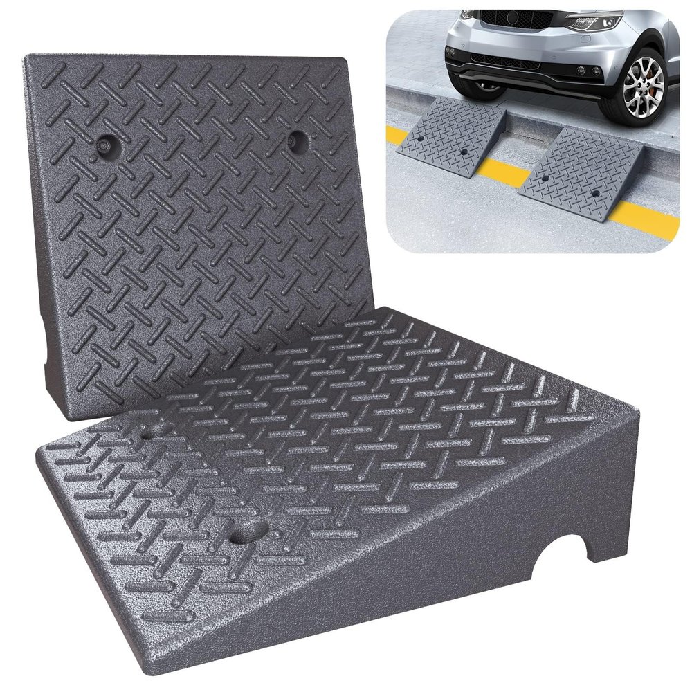 Non-Slip Portable Rubber Curb Ramps, 2-Pack, 50 × 50 × 14 cm