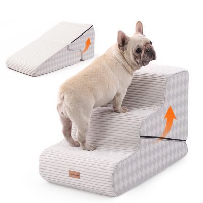 Gardner Pet 2-in-1 Dog Stairs for Small Dogs, 35/42 cm, 3 Steps, Gray-Green
