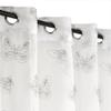 Atout Ciel Embroidered Butterfly Curtain with Grommets, 140 x 240 cm, White/Gray view 1
