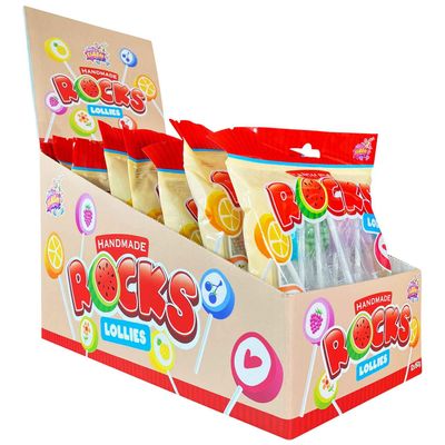 Rocks Lollipops 150 g, Handmade Fruit-Flavored Lollipops, Individually Wrapped, Colorful Designs for Children and Adults (12)
