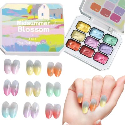 Nail Art Painting Gel | 9-Color Gradient Gel, No-Wipe, Long-Lasting French Manicure
