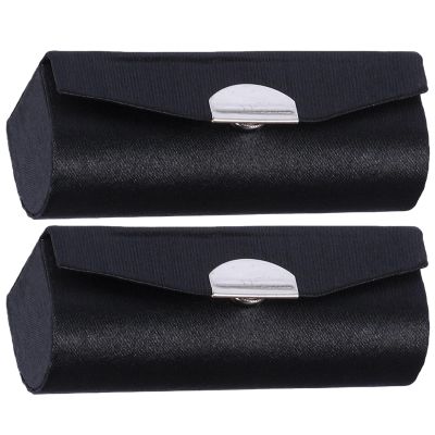 FOMIYES 2-Piece Black Lipstick Organizer Cases with Mirror