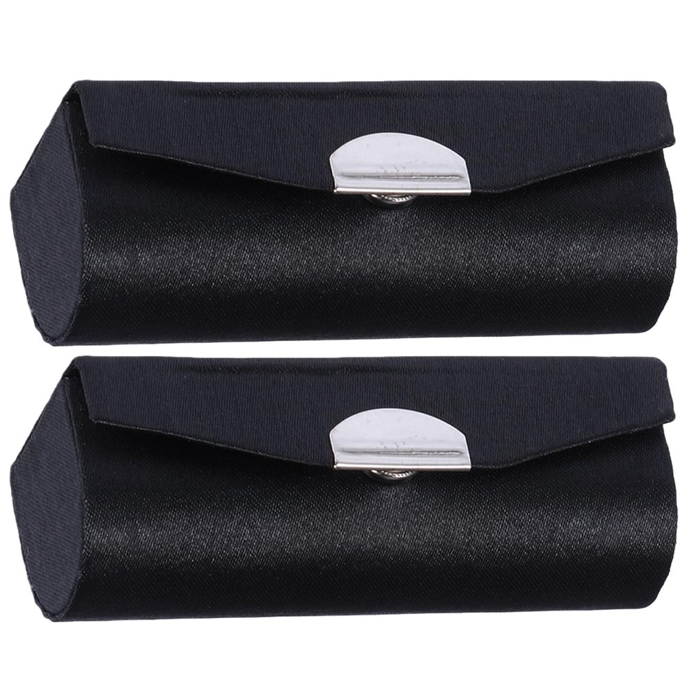 FOMIYES 2-Piece Black Lipstick Organizer Cases with Mirror