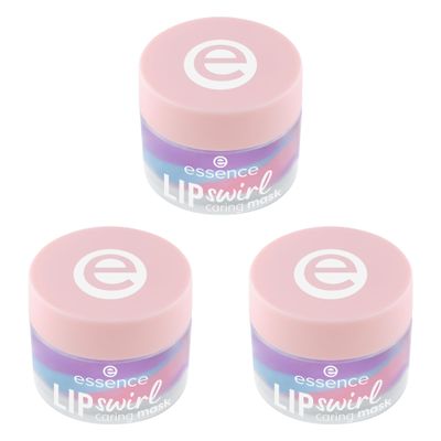 essence LIP swirl caring mask, Lip Mask, No. 01, Multicolor, Smoothing, Nourishing, Radiant-Fresh, Translucent, Vegan, Paraben-Free, Microplastic Particle-Free, Nanoparticle-Free, 3-Pack (3 x 8 g)
