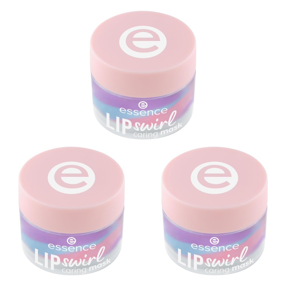 essence LIP swirl caring mask, Lip Mask, No. 01, Multicolor, Smoothing, Nourishing, Radiant-Fresh, Translucent, Vegan, Paraben-Free, Microplastic Particle-Free, Nanoparticle-Free, 3-Pack (3 x 8 g)