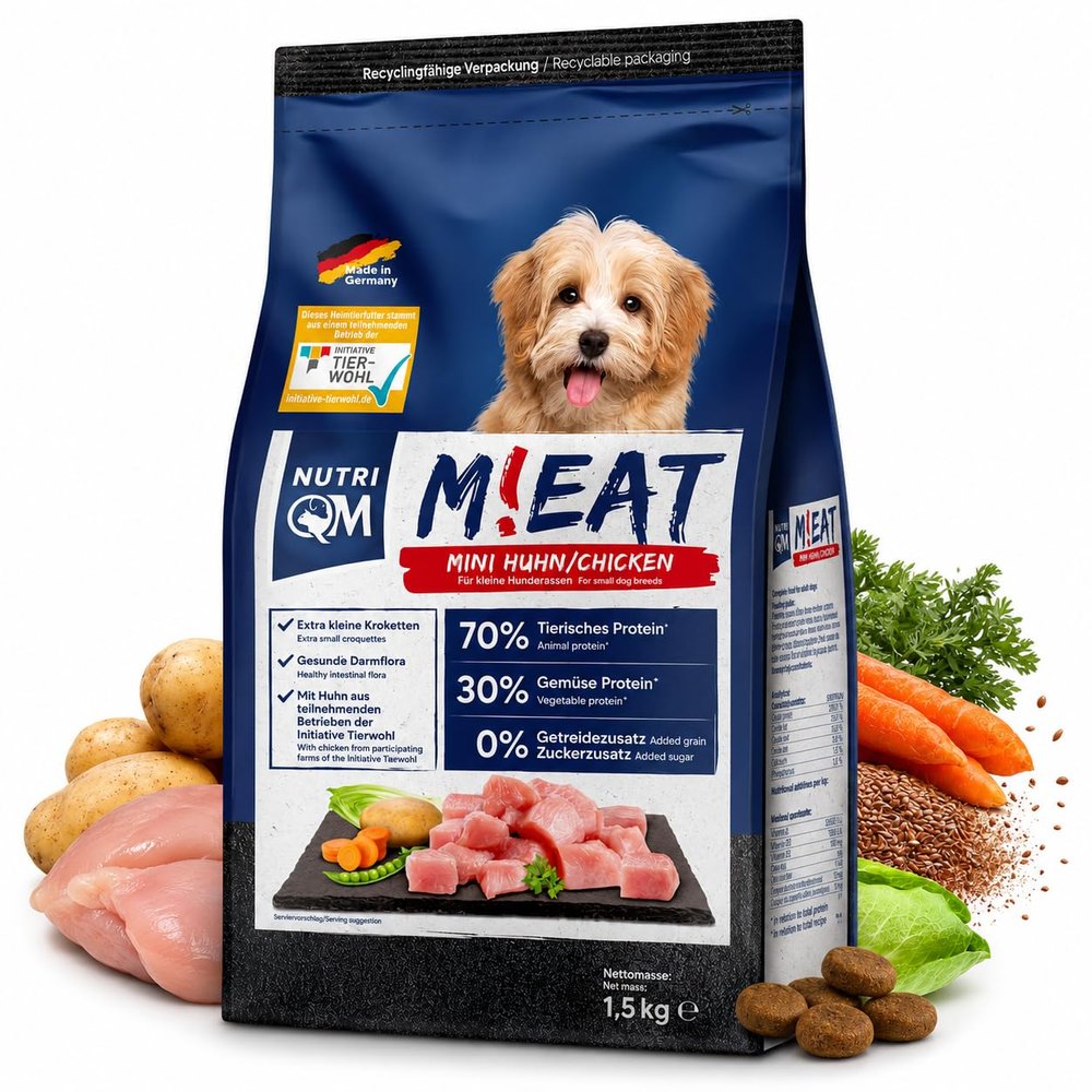 NutriQM Mini Dry Dog Food | 15 kg (101.5 kg) | Chicken & Potato | Grain-Free | Small Kibble | No Sugar or Additives