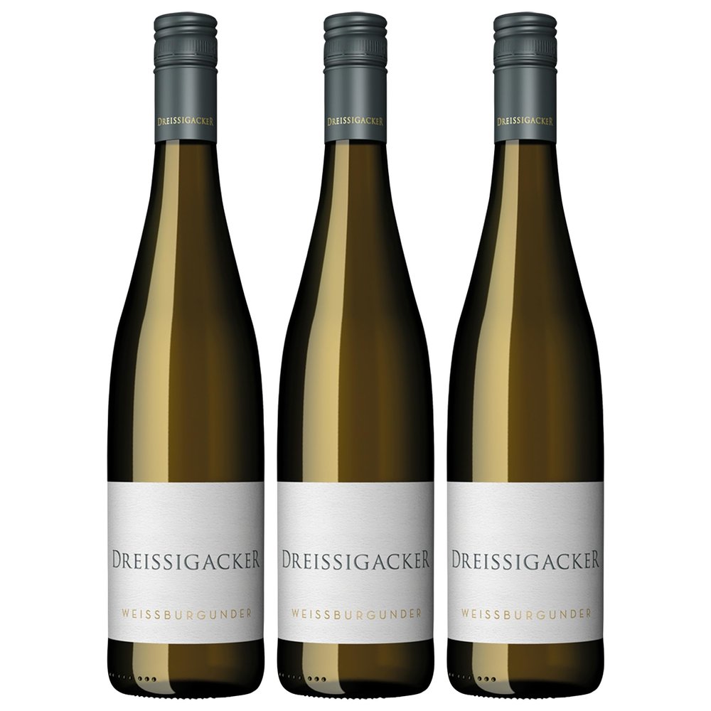 Dreissigacker Pinot Blanc White Wine, Dry, Organic, Germany, incl. FeinWert E-Book (3 x 0.75 L)