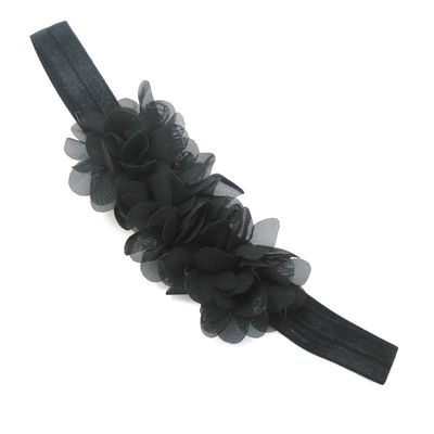 Aniyan 2-Pack Baby Girls' Chiffon Flower Headbands, Black