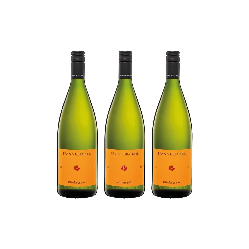 Pfannebecker Dry Pinot Blanc White Wine, Germany, Organic, 3 x 1 L + FeinWert E-Book