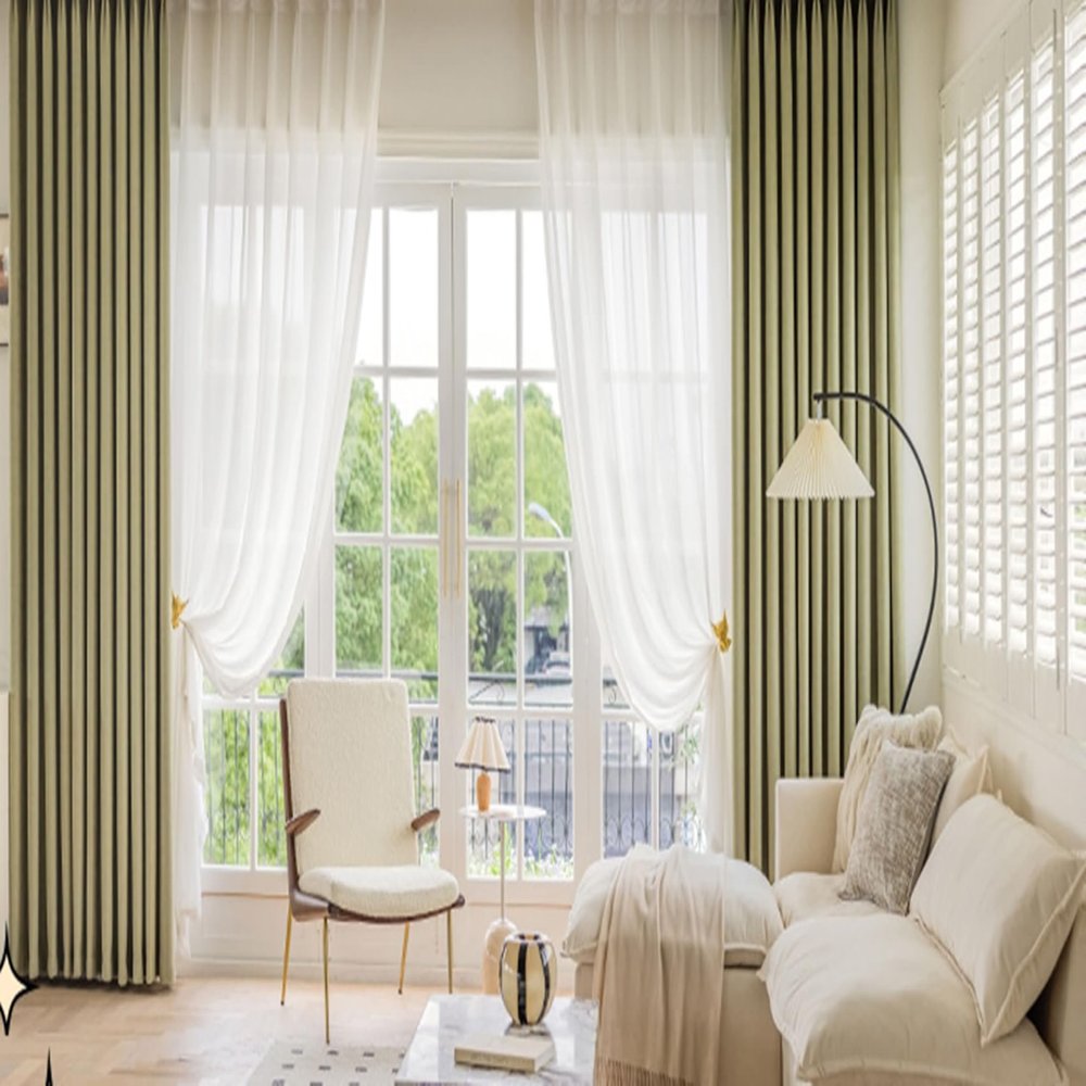 Stfery 2-Piece Blackout Chenille Curtains, Matcha Green, 137 W x 244 H cm Each