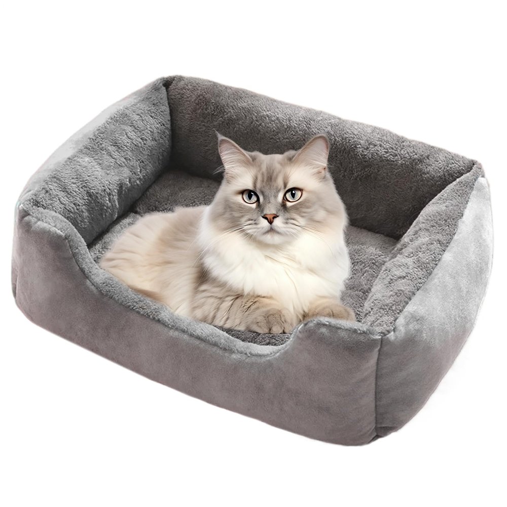 Plush Dog Sofa for Puppies, Non-Slip Base, Heated Sofa for Small Dogs