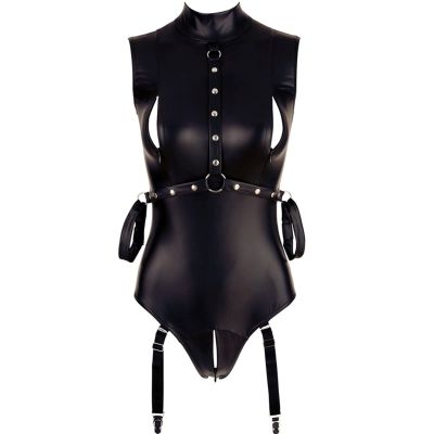 EQWIGKEIT Women's Sexy Wetlook Lingerie Bodysuit