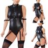 EQWIGKEIT Women's Sexy Wetlook Lingerie Bodysuit view 2