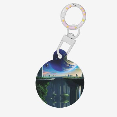 Krypton's Dreamlike Space Personalized Round Acrylic Pet Tag, Multiple Colors, White, Size M