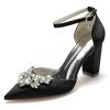 Gycdwjh 3.35-Inch Rhinestone Satin Pumps for Women, Black, EU 40 view 1